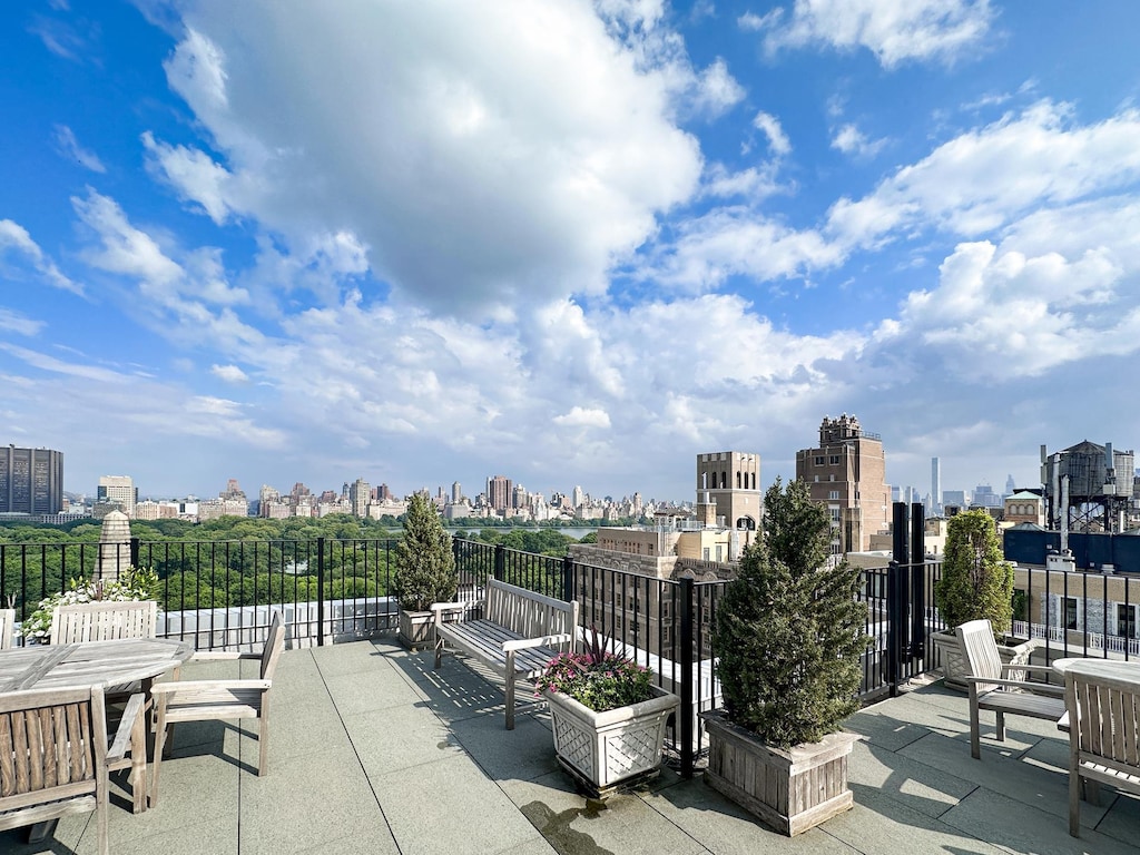 view of patio / terrace featuring a view of city