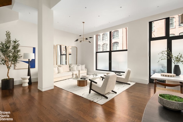 living room featuring dark wood finished floors