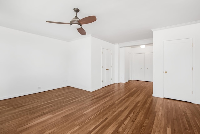 629 Kappock St Unit 4Lm, New York City, NY 10463 - empty room with wood finished floors, crown molding, and ceiling fan