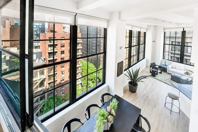 111 4th Ave Unit 7I, New York City, NY 10003 - sunroom / solarium with track lighting and beam ceiling