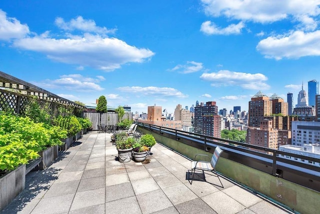 view of patio / terrace with a city view