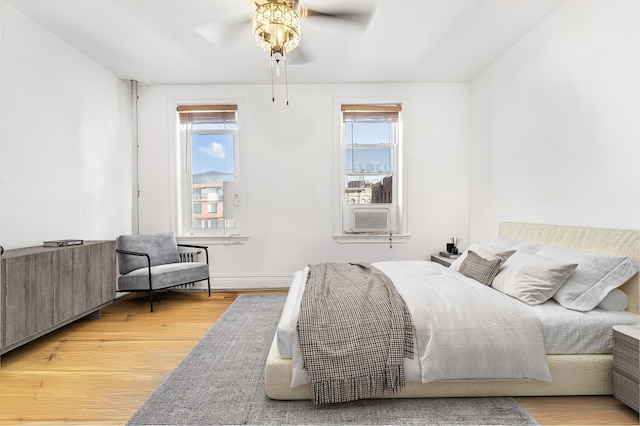 811 Walton Ave Unit F19, New York City, NY 10451 - bedroom featuring light wood-type flooring, multiple windows, a ceiling fan, and radiator