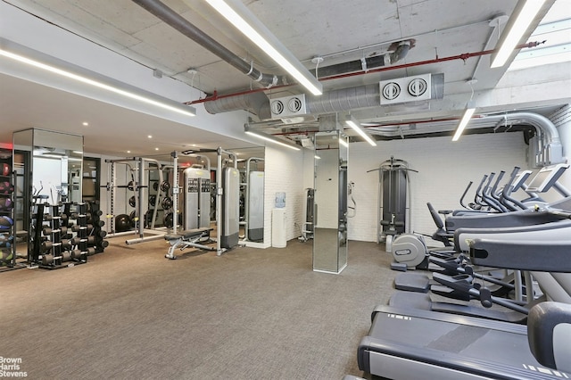 exercise room with carpet