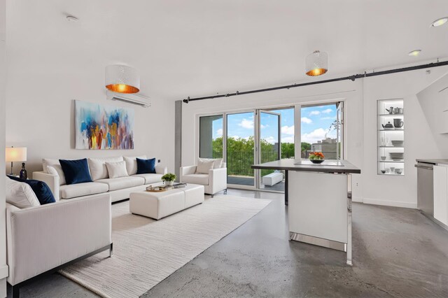 651 New York Ave Unit 502, New York City, NY 11203 - living room featuring concrete flooring, baseboards, and recessed lighting