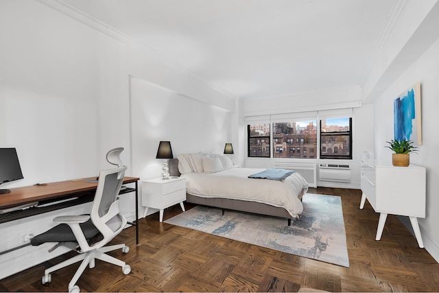 345 E 52nd St Unit 12A, New York City, NY 10022 - bedroom featuring crown molding and an office area