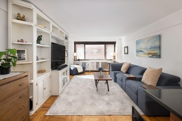 living room with light wood-style floors