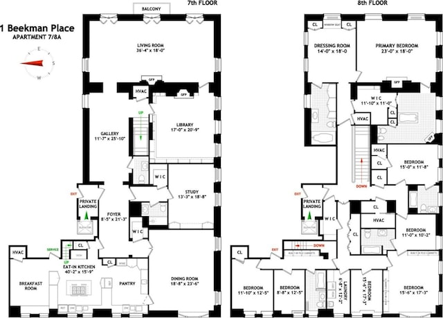 1 Beekman Pl Unit 7/8A, New York City, NY 10022 - home floor plan