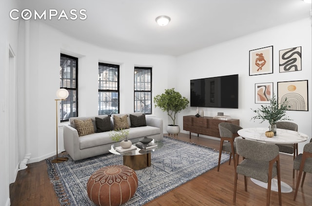 living area featuring wood finished floors