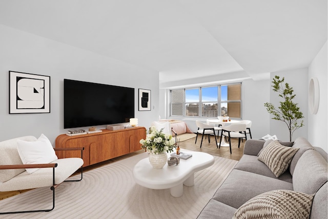 living area featuring wood finished floors