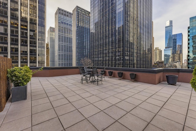 view of patio with a view of city