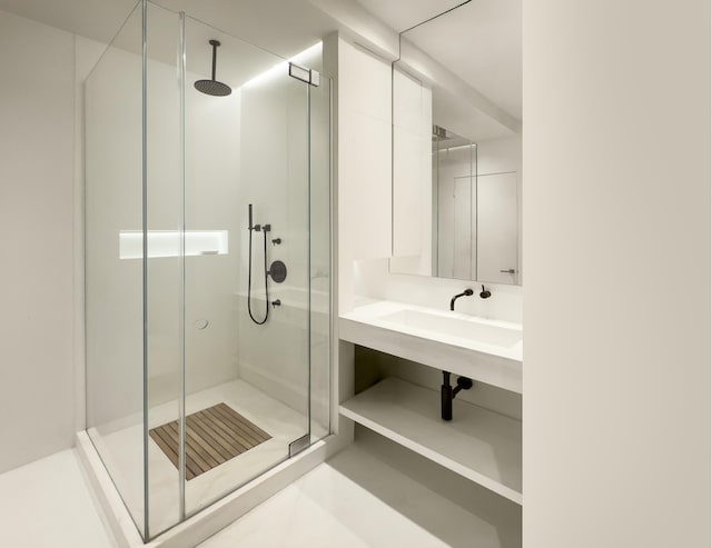 bathroom featuring a shower stall