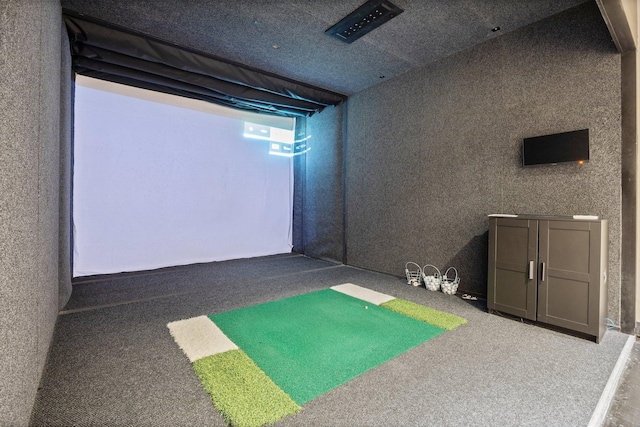 20 Pine St Unit 2907, New York City, NY 10005 - playroom with carpet floors and golf simulator