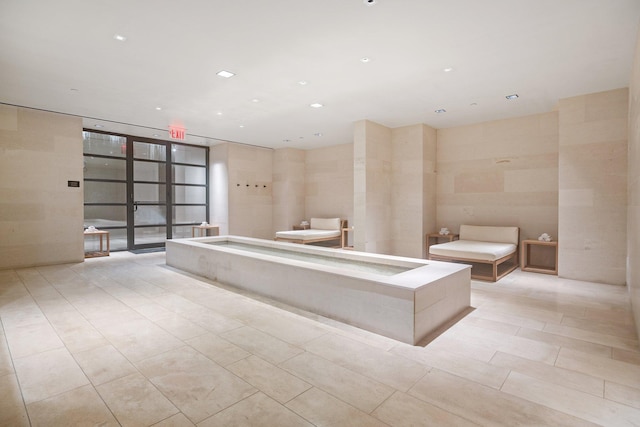 20 Pine St Unit 2907, New York City, NY 10005 - full bath with a garden tub, tile patterned flooring, and recessed lighting