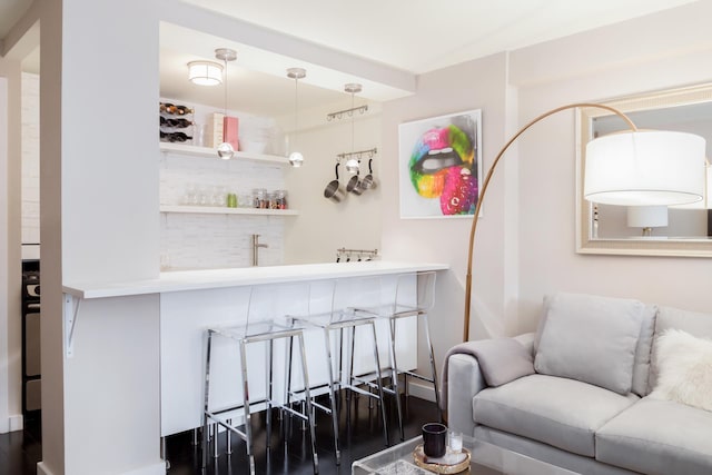 interior space featuring wet bar