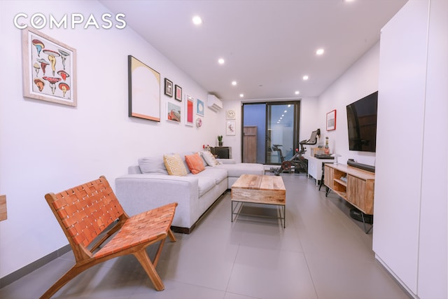 548 Lafayette Ave Unit 1A, New York City, NY 11205 - living area featuring a wall mounted AC and recessed lighting