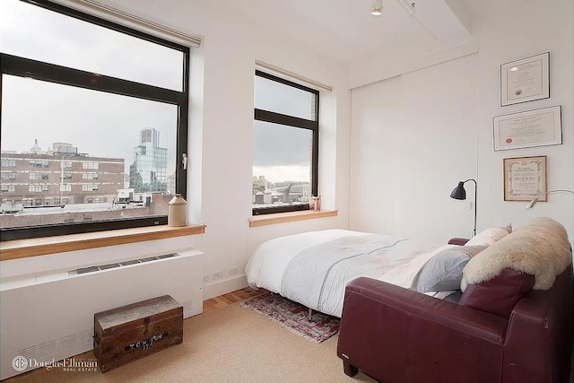 bedroom featuring a view of city