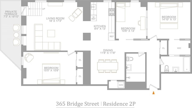 365 Bridge St Unit 2P, New York City, NY 11201 - floor plan / room layout