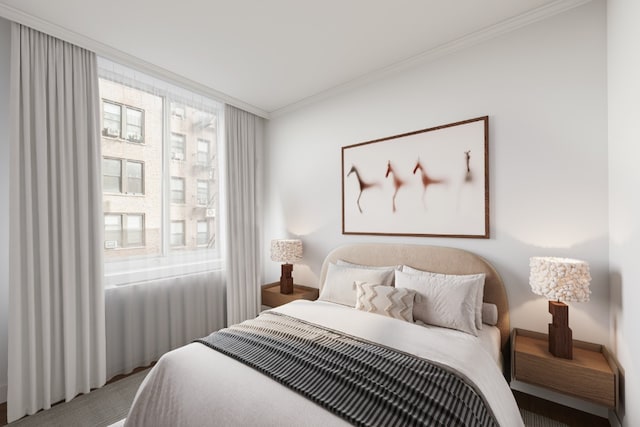 bedroom featuring ornamental molding