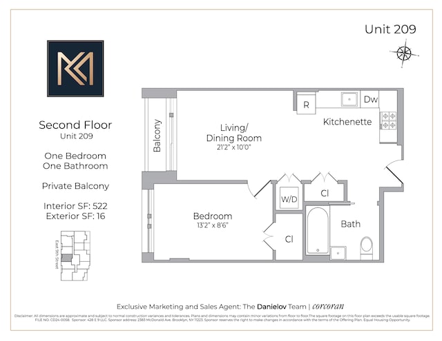 428 E 9th St Unit 209, New York City, NY 11218 - room layout