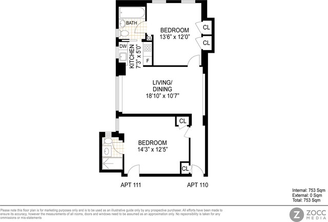 333 E 43rd St Unit 110/111, New York City, NY 10017 - floor plan / room layout