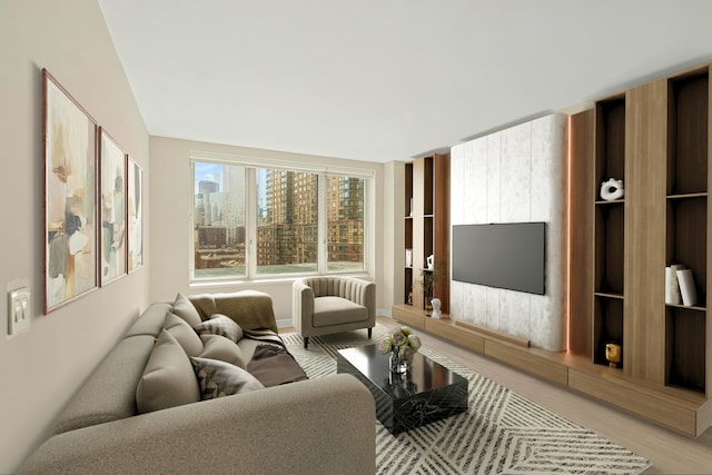 living area featuring light wood finished floors