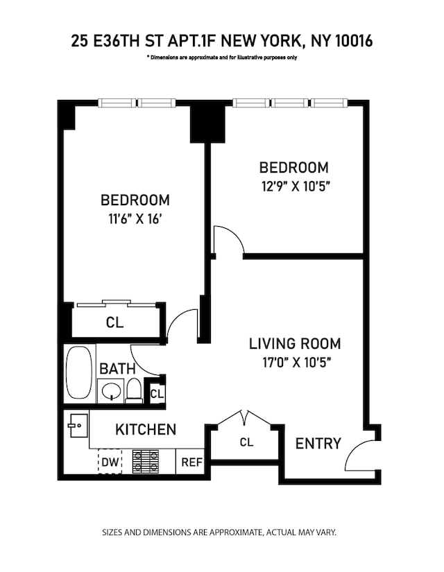 225 E 36th St Unit 1F, New York City, NY 10016 - property floor plan
