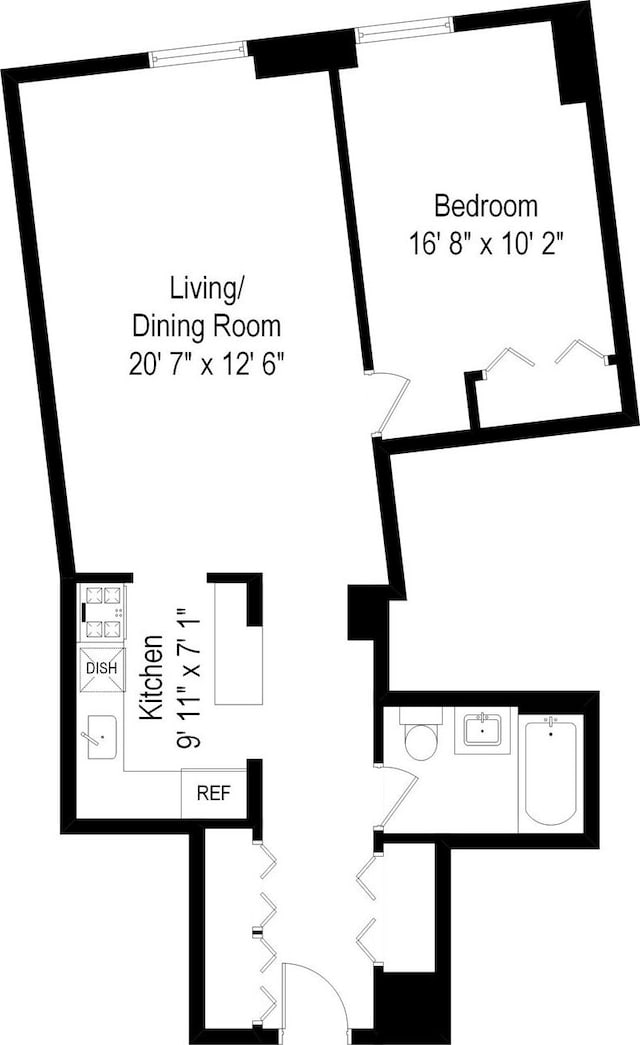 99 John St Unit 1711, New York City, NY 10038 - view of floor plan / room layout