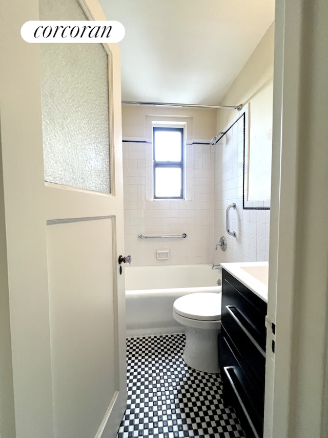 50 W 106th St Unit 15A, New York City, NY 10025 - full bathroom featuring tile patterned floors, shower / bathtub combination, vanity, and toilet