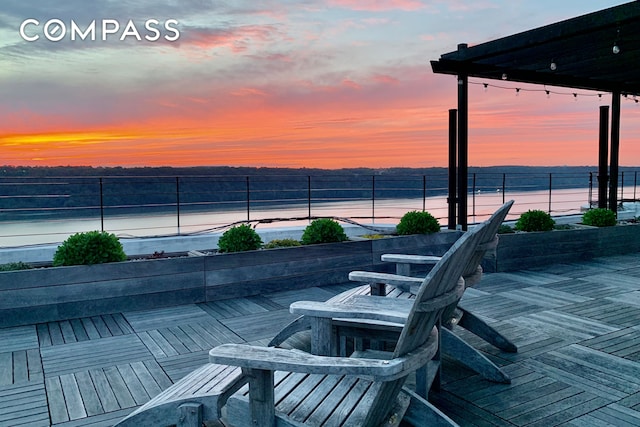 17 Chittenden Ave Unit 3C, New York City, NY 10033 - patio terrace at dusk featuring a deck with water view