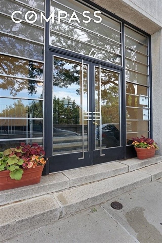 doorway to property with french doors