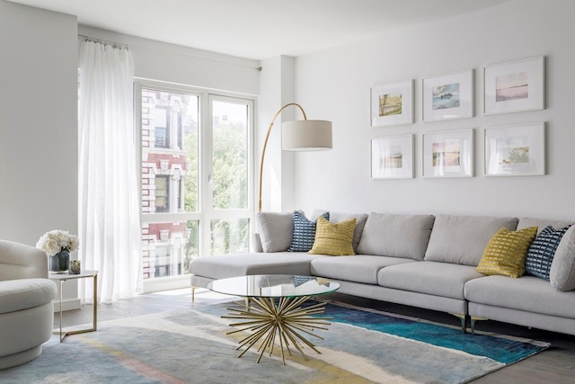 living area featuring wood finished floors