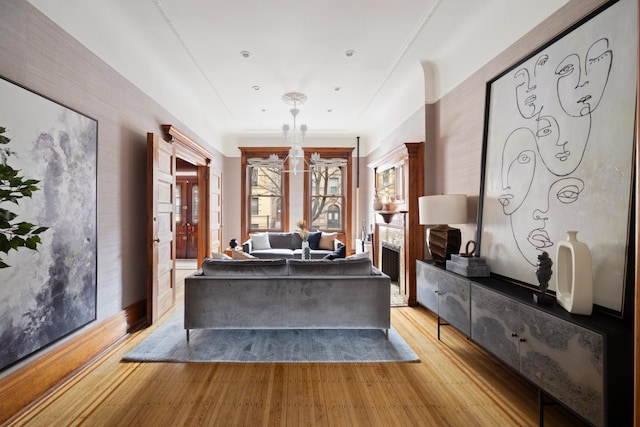 living room with wood finished floors