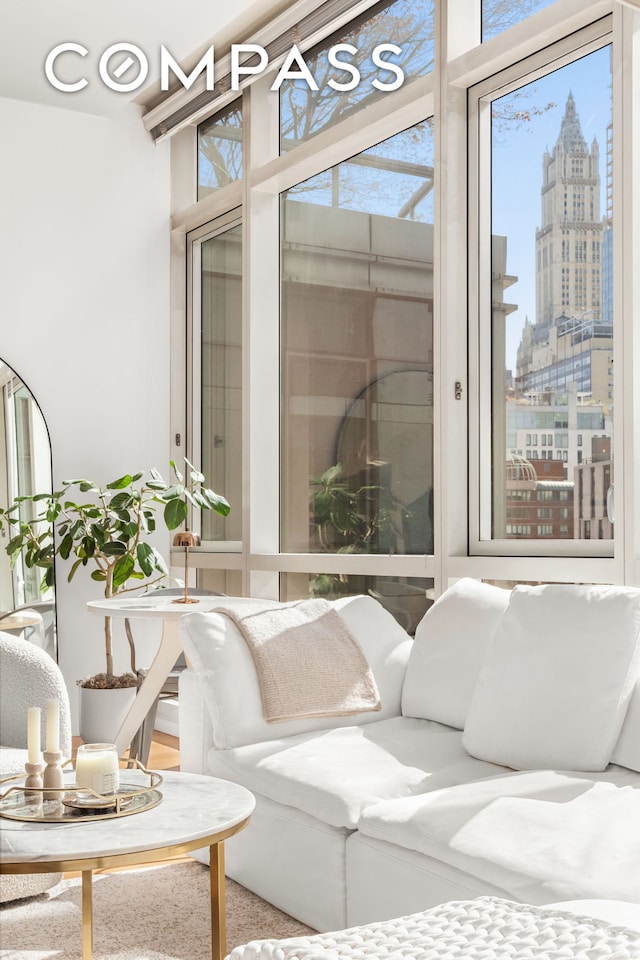 sunroom with a view of city