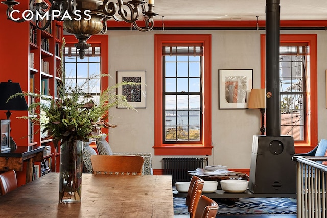 dining room with radiator heating unit