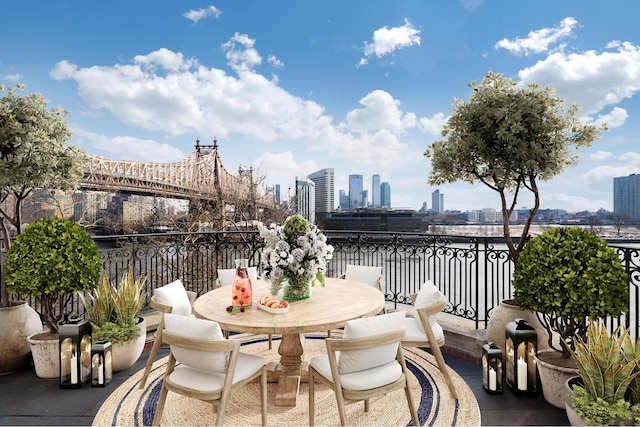 balcony with a view of city
