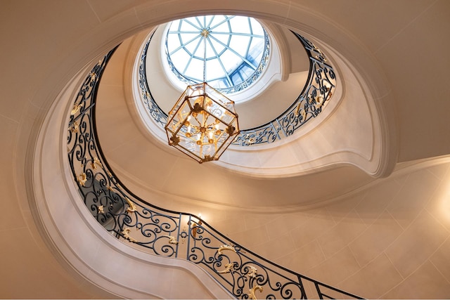 interior details with an inviting chandelier