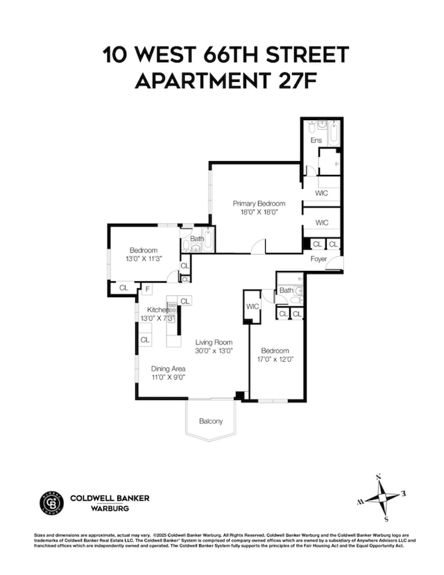10 W 66th St Unit 27F, New York City, NY 10023 - home floor plan