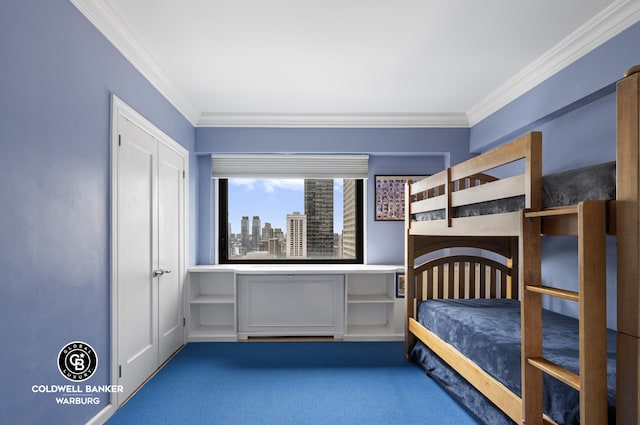 10 W 66th St Unit 27F, New York City, NY 10023 - unfurnished bedroom with ornamental molding and carpet flooring
