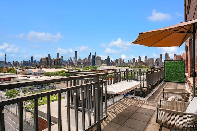 balcony with a skyline view