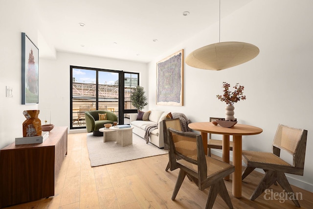 living room with light wood finished floors