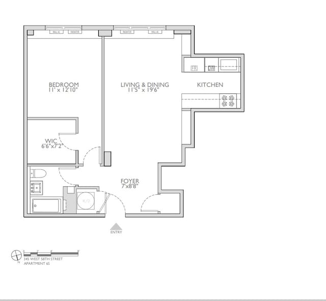 345 W 58th St Unit 6Ss, New York City, NY 10019 - room layout