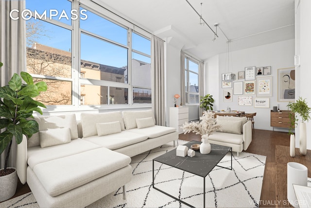 living area featuring wood finished floors