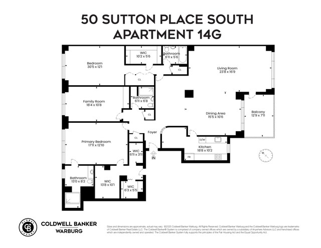 50 Sutton Pl S Unit 14G, New York City, NY 10022 - floor plan / room layout