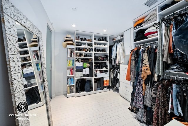 spacious closet with visible vents