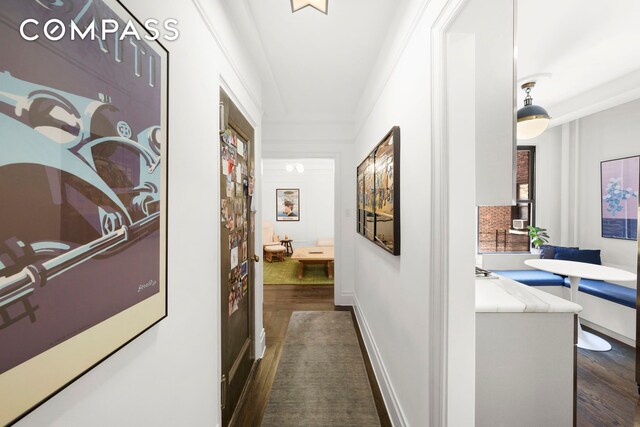 150 E 93rd St Unit 5B, New York City, NY 10128 - corridor featuring dark wood-style floors