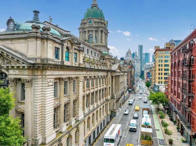 view of building exterior with a view of city