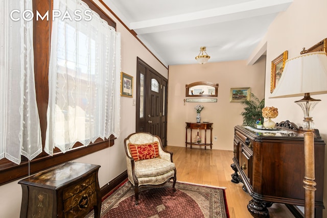 sitting room with wood finished floors