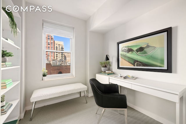 office area with carpet floors and baseboards
