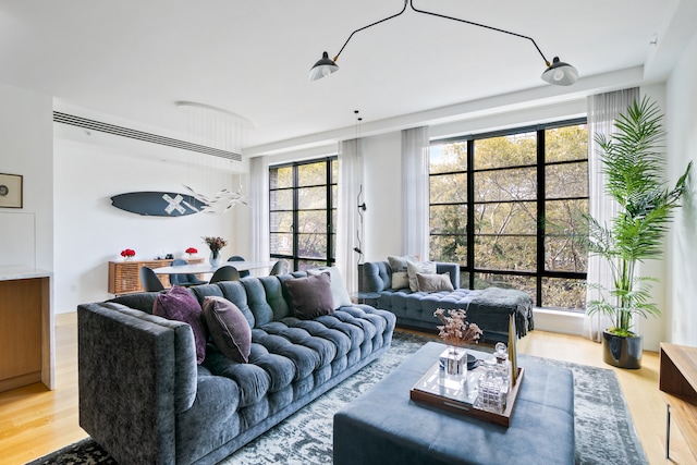 living room with wood finished floors