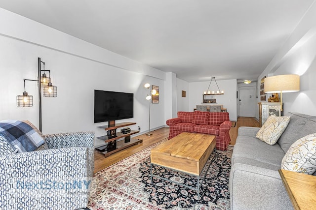 living room with wood finished floors